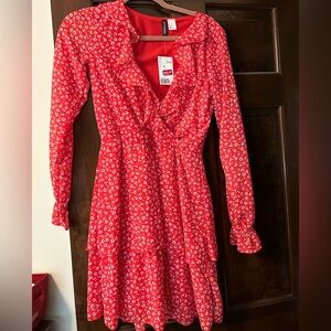 Women’s Red floral long sleeve dress